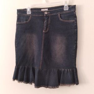 Super cute Vintage Denim Skirt with Raw Hem by Santa Barbara Clothing